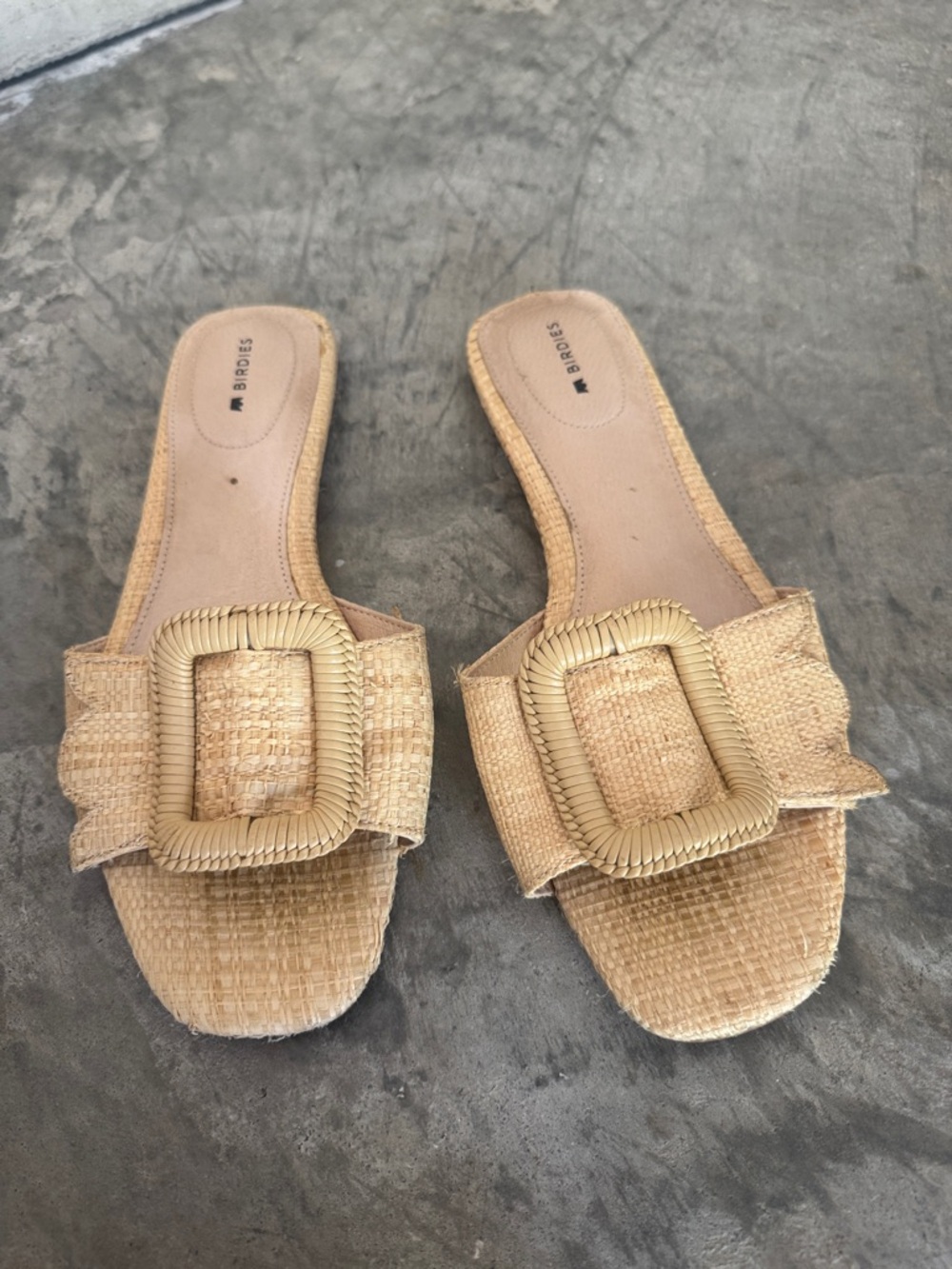 NEW Birdies Kiwi Flat buckle sandals natural raffia woven shoes 8.5 - Picture 3 of 5
